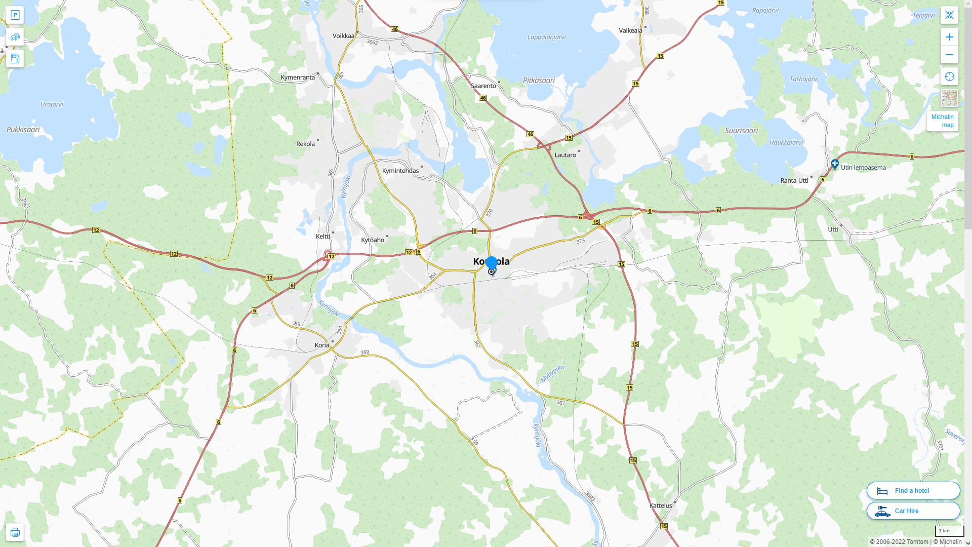Kouvola Highway and Road Map